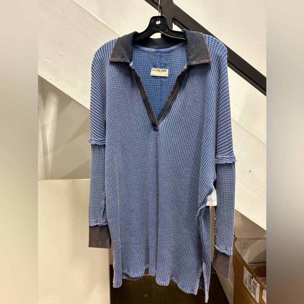 Free People Blue Long Sleeve Top
